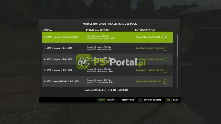 Mobile Butcher (for „Realistic Livestock” mod)