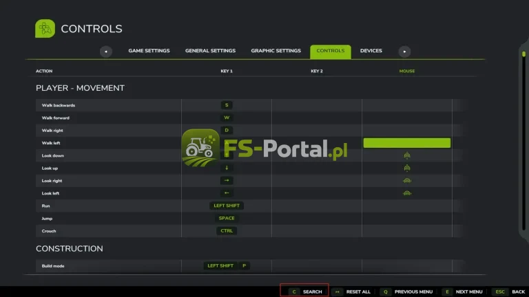 Game Controls Search