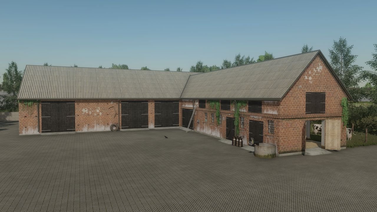 FS22 Obora z krowami i garażem