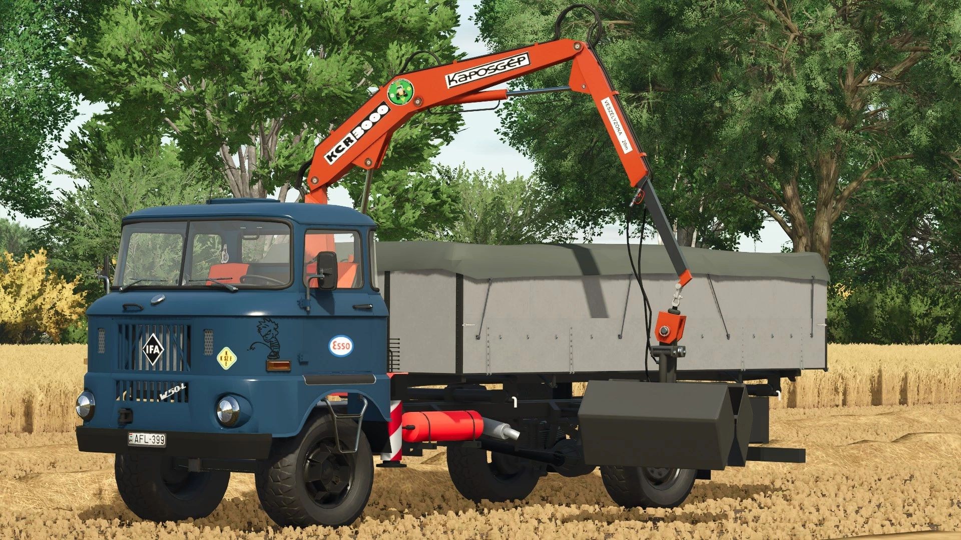 IFA W50 loading car with crane